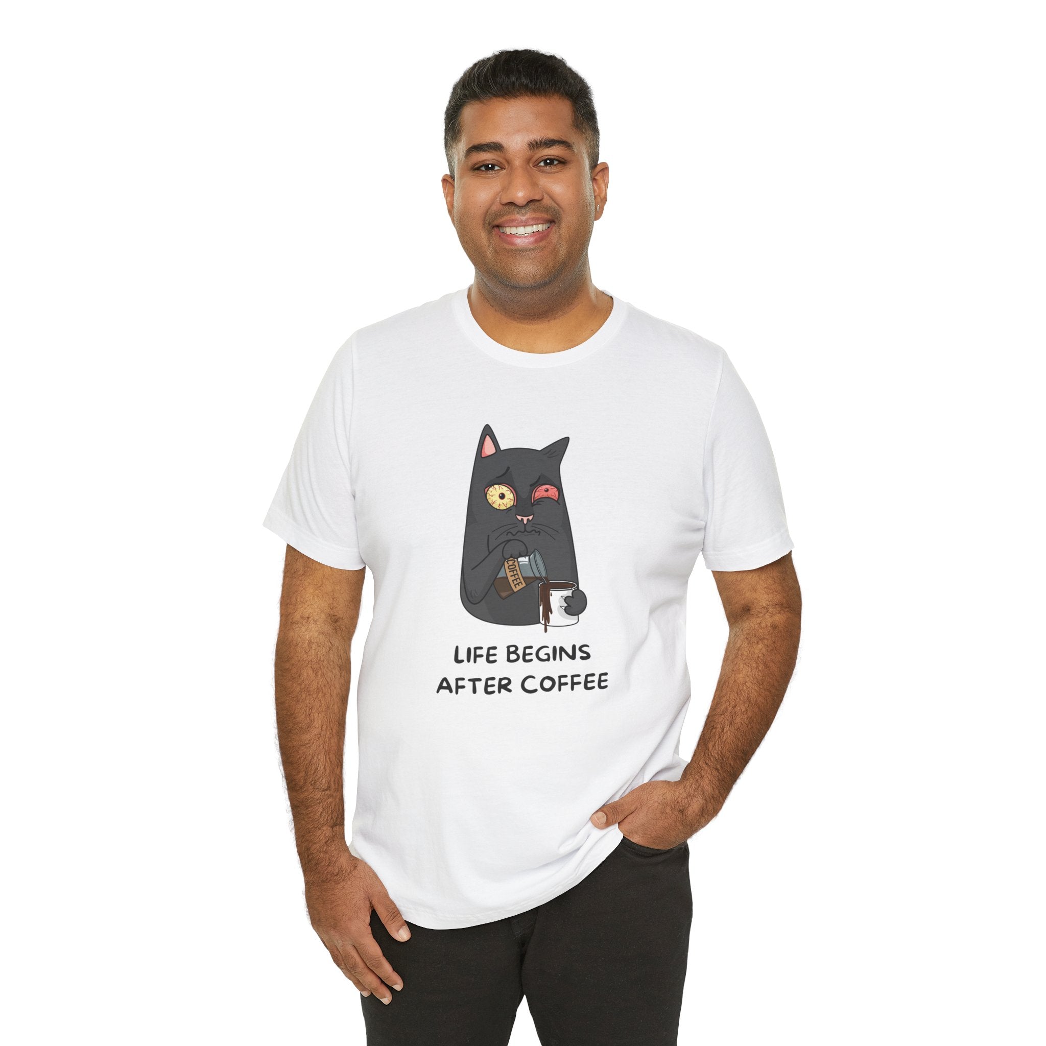 Life Begins After Coffee Cute Cat Graphic Tee