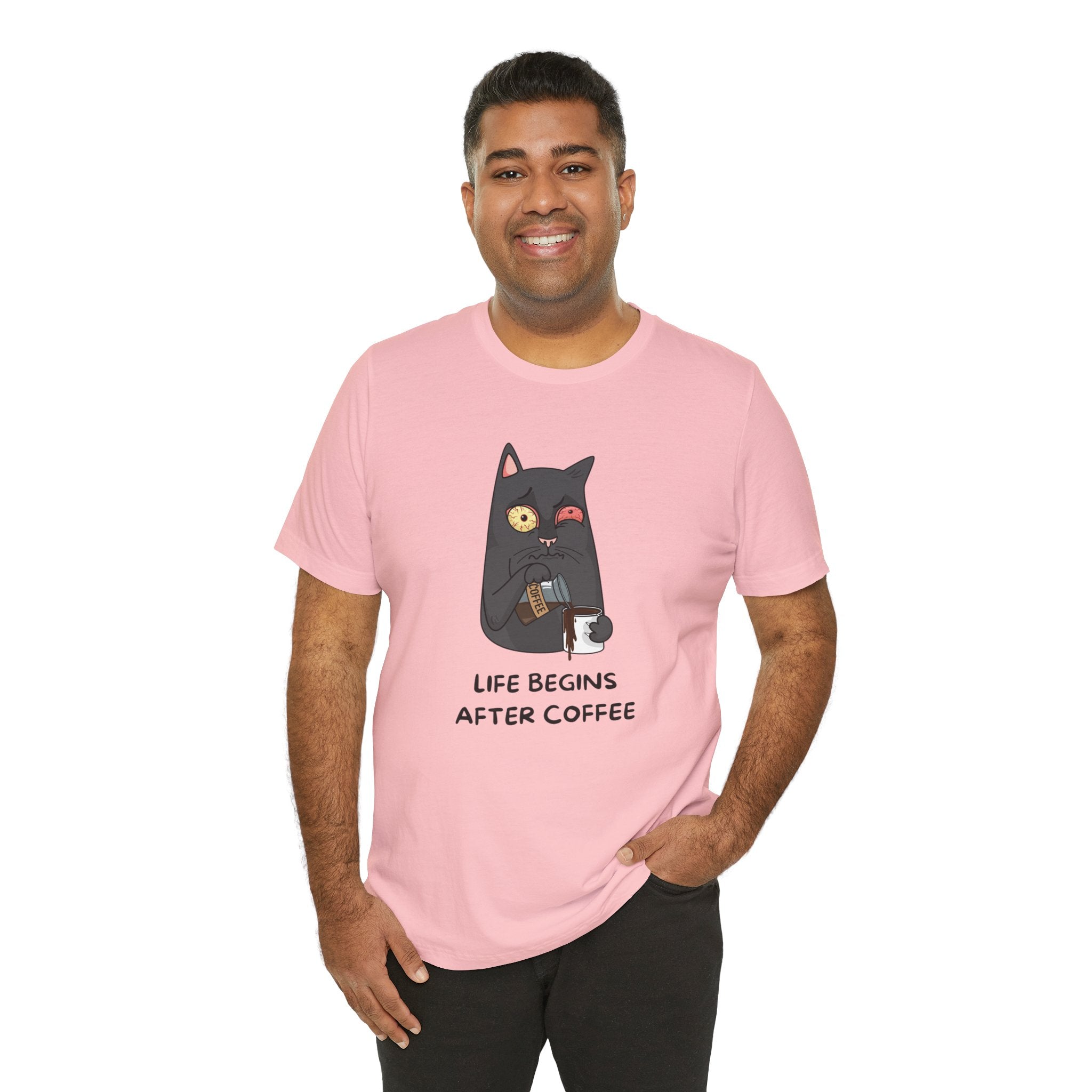Life Begins After Coffee Cute Cat Graphic Tee