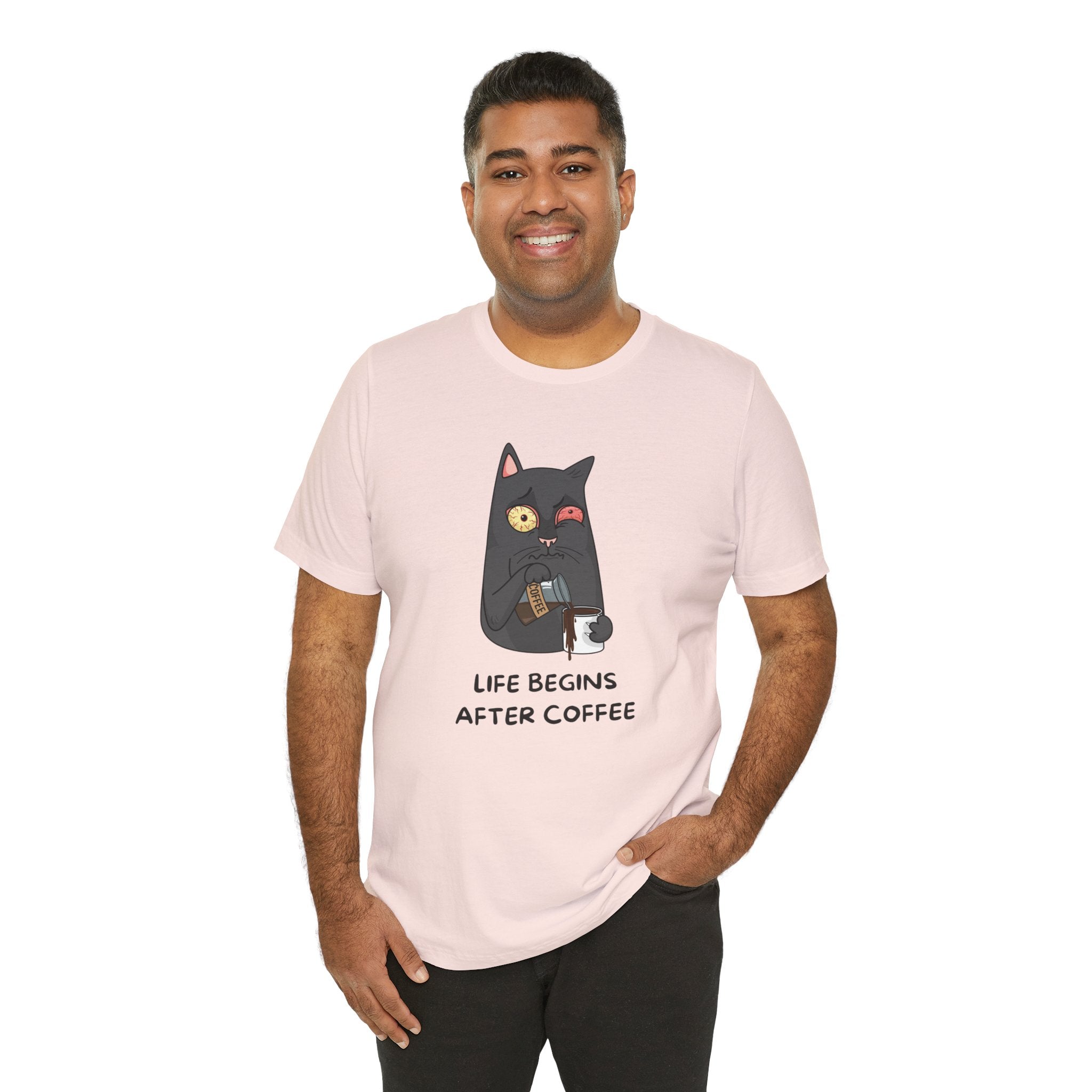Life Begins After Coffee Cute Cat Graphic Tee
