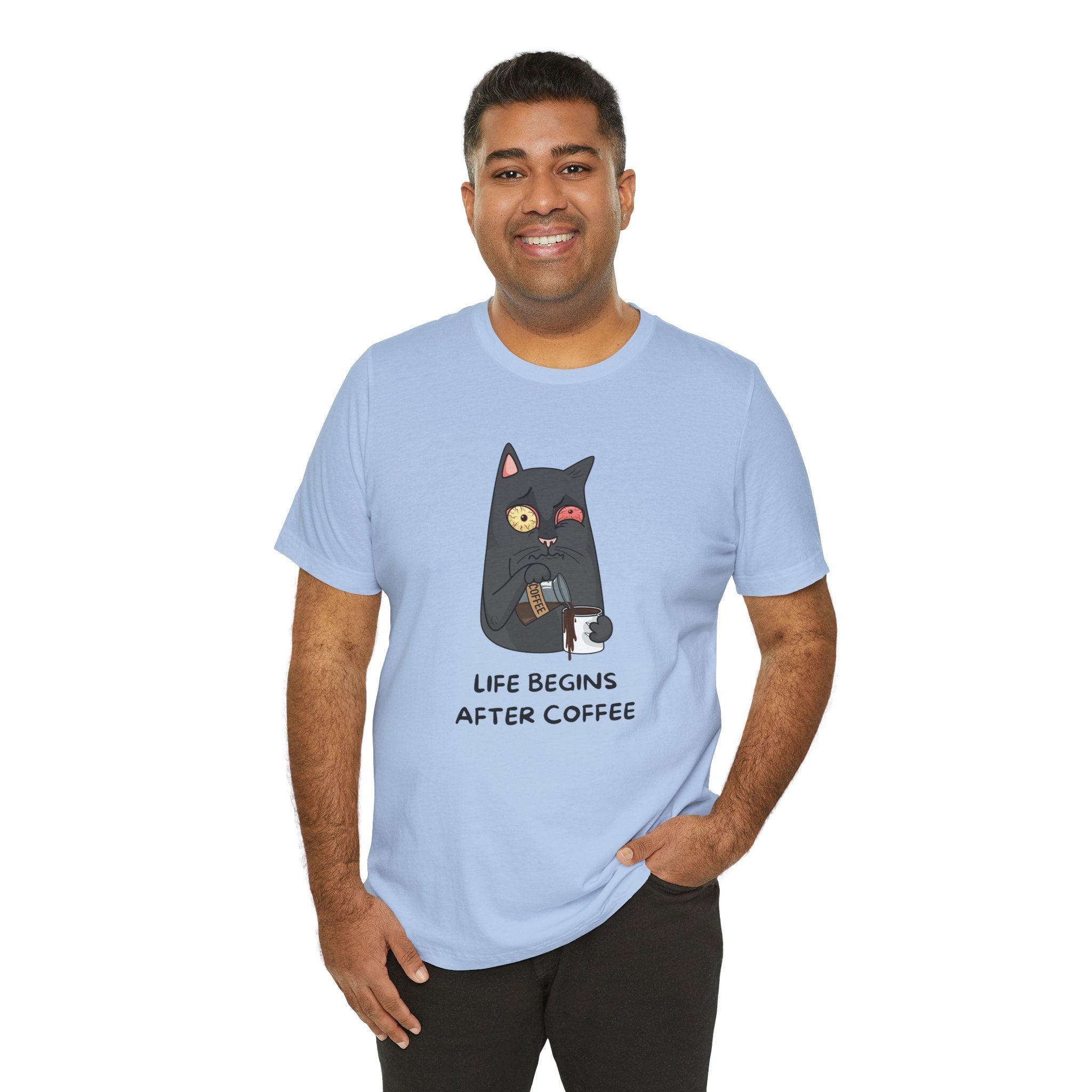 Life Begins After Coffee Cute Cat Graphic Tee