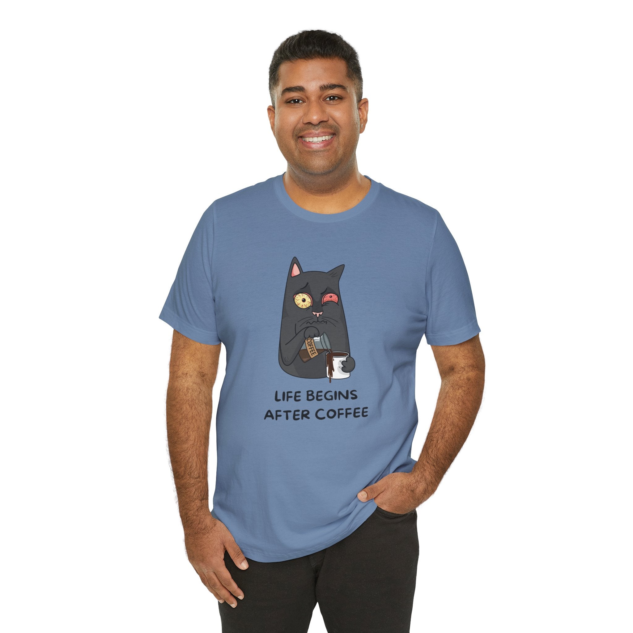 Life Begins After Coffee Cute Cat Graphic Tee