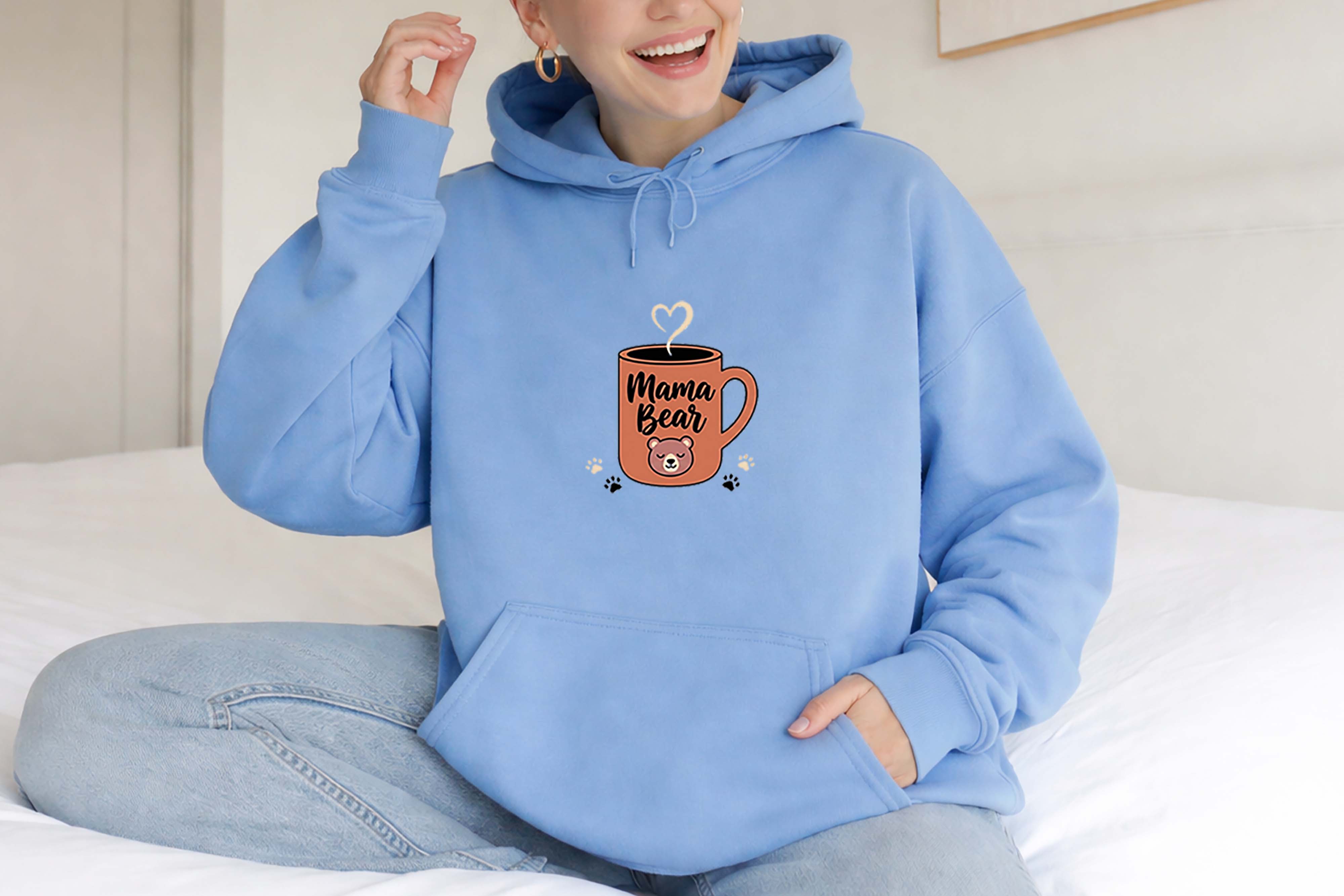 Mama Bear Coffee Cup Graphic Cozy Pullover - Vanyra