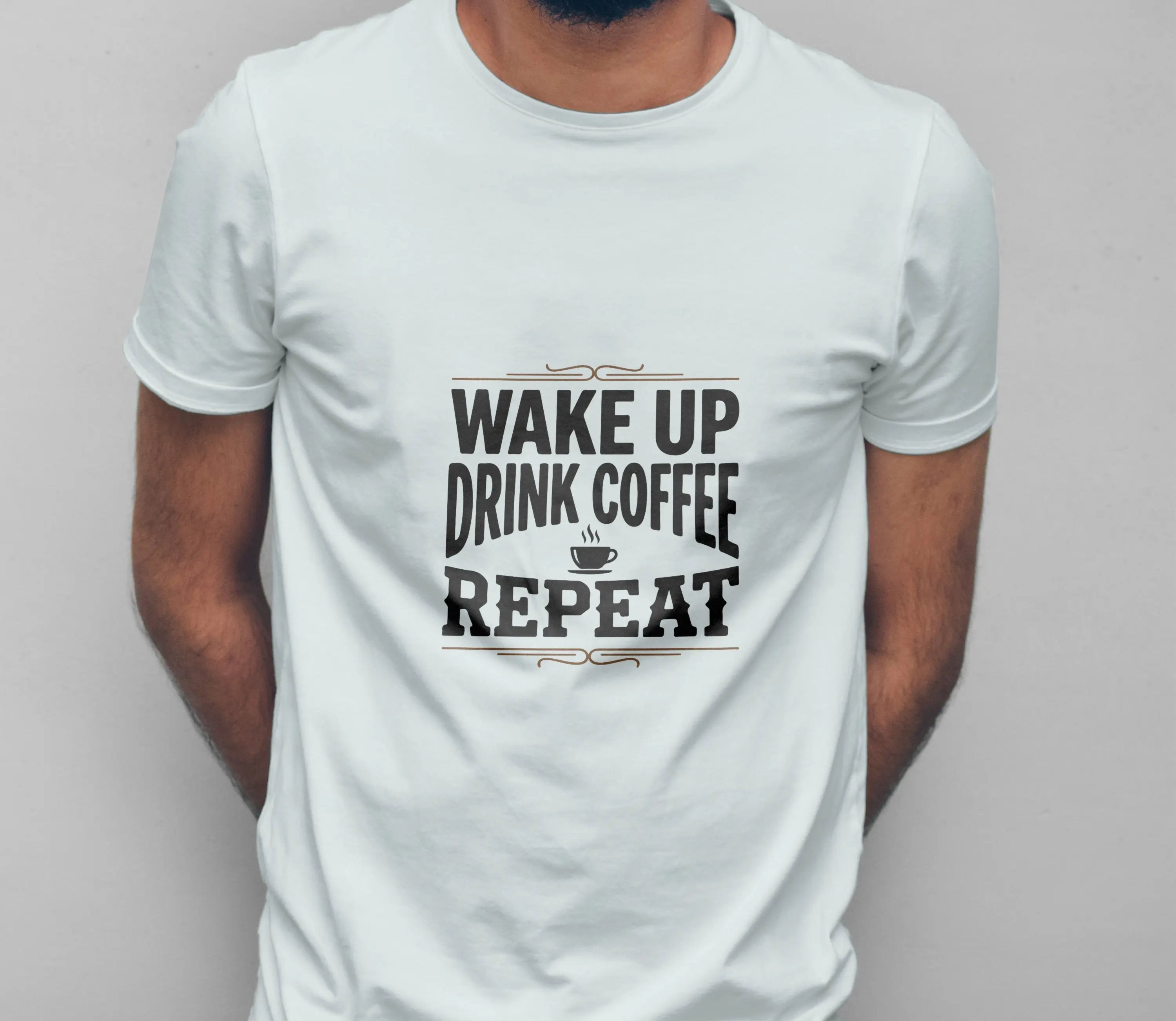 Wake Up Drink Coffee Repeat T‑Shirt - Vanyra